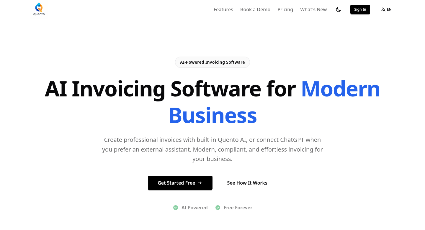 Quento, an AI invoicing product built by Deliverists